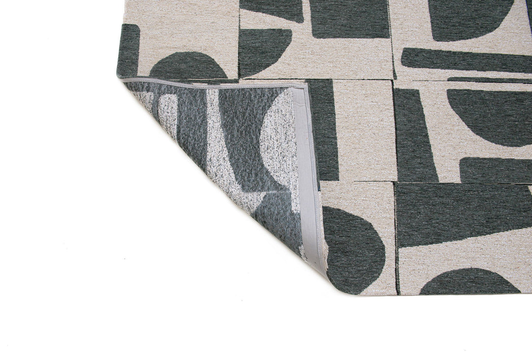 8' Geometric Washable Round Rug (551971) - Gray / Green