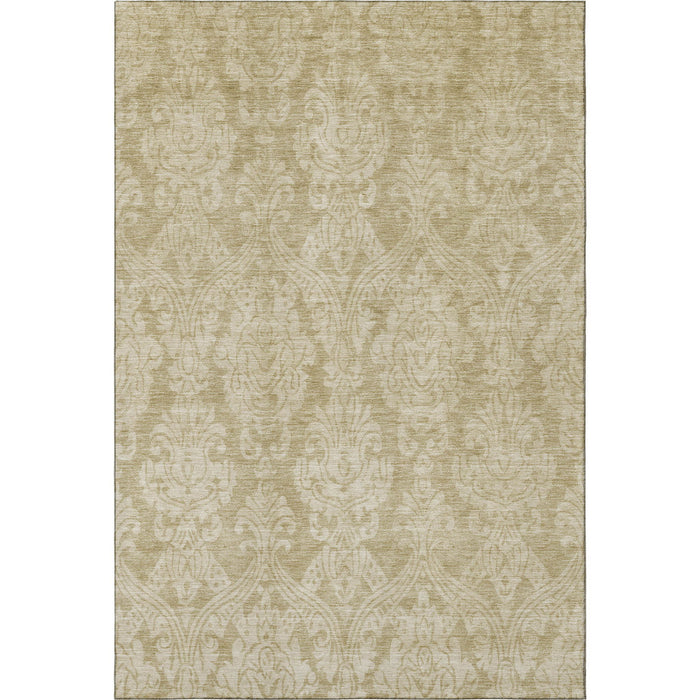10' X 14' Damask Washable Area Rug With UV Protection (696380) - Tan / Beige