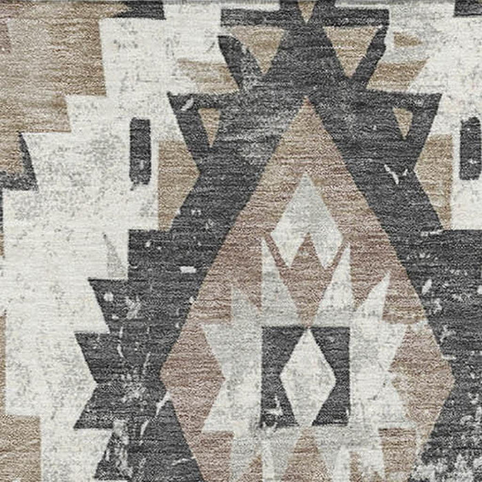 10' X 14' Southwestern Washable Area Rug With UV Protection (706619) - Taupe / Charcoal / Ivory