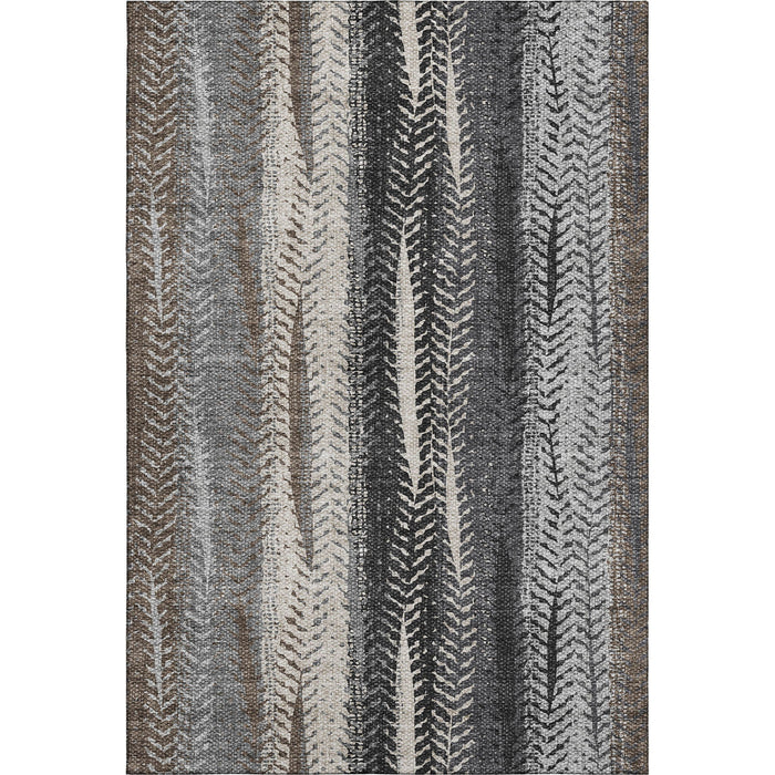10' X 14' Striped Washable Area Rug With UV Protection (656483) - Brown / Gray / Ivory