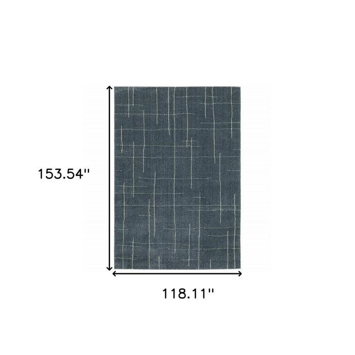 9.8' x 12.8' Geometric Power Loom Area Rug - Blue And Gray