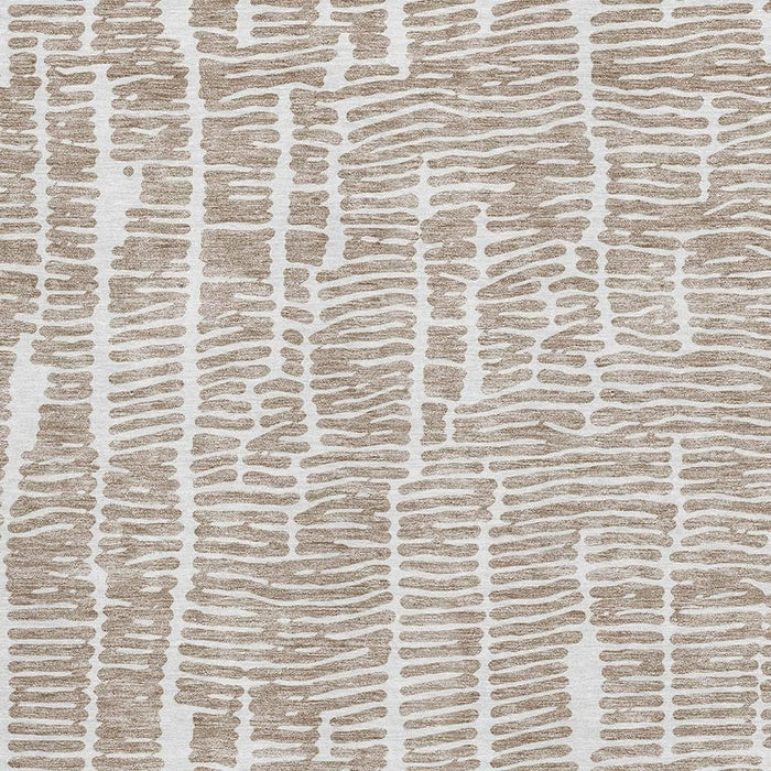 10' X 14' Vermicular Washable Area Rug With UV Protection - Brown And Ivory