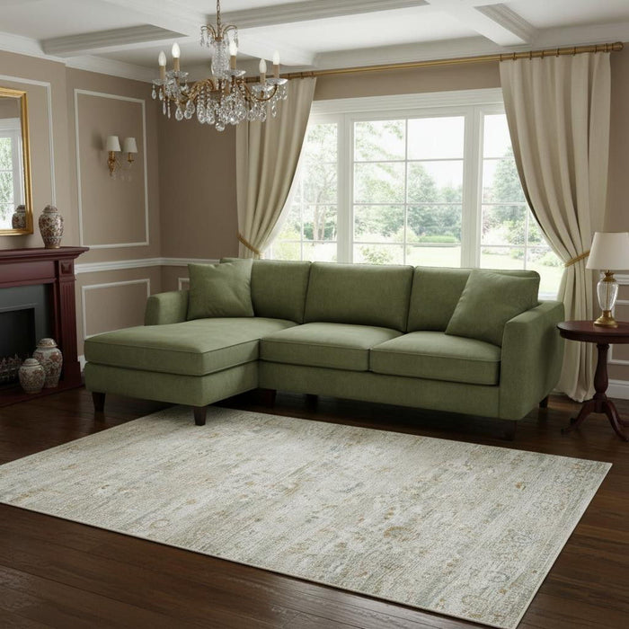 8' X 11' Tribal Washable Area Rug With UV Protection (609920) - Gray / Green / Brown