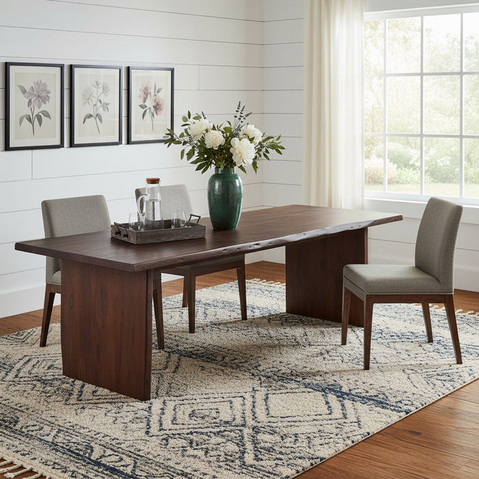108" Solid Wood Live Edge Sled Base Dining Table - Brown