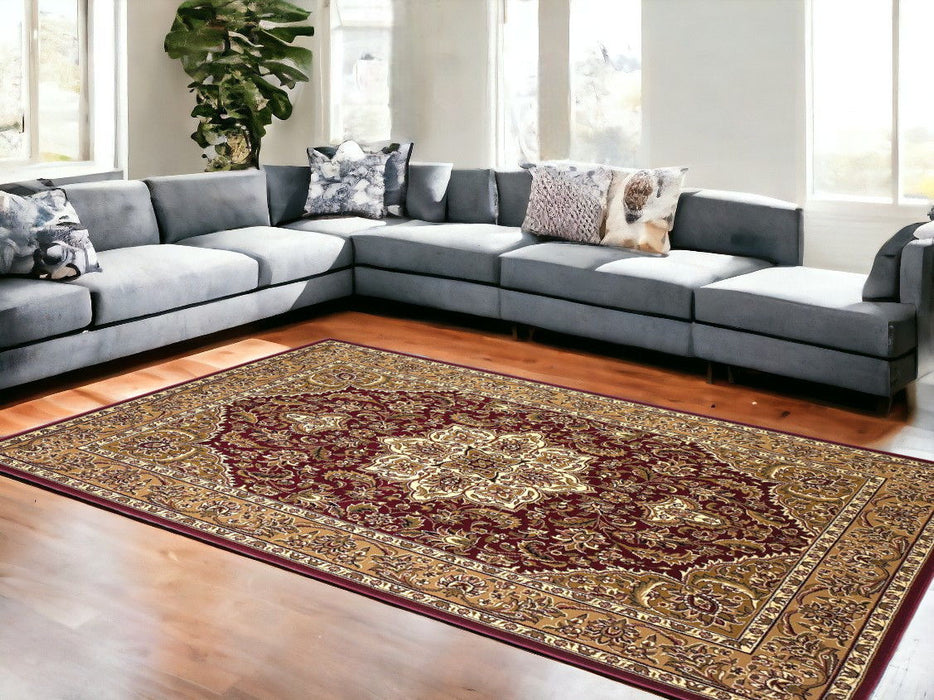 7' x 10' Polypropylene Area Rug - Red Or Beige