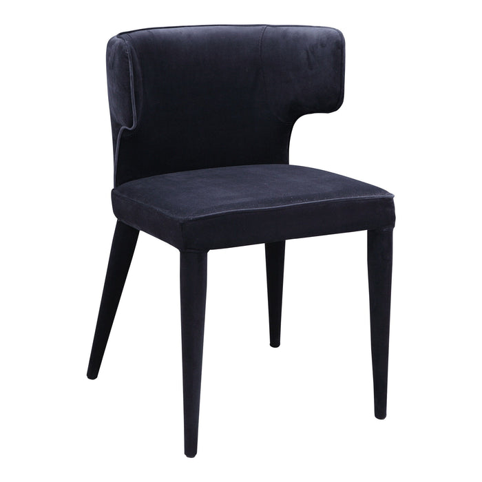 Upholstered Velvet Wing Back Dining Side Chair - Black