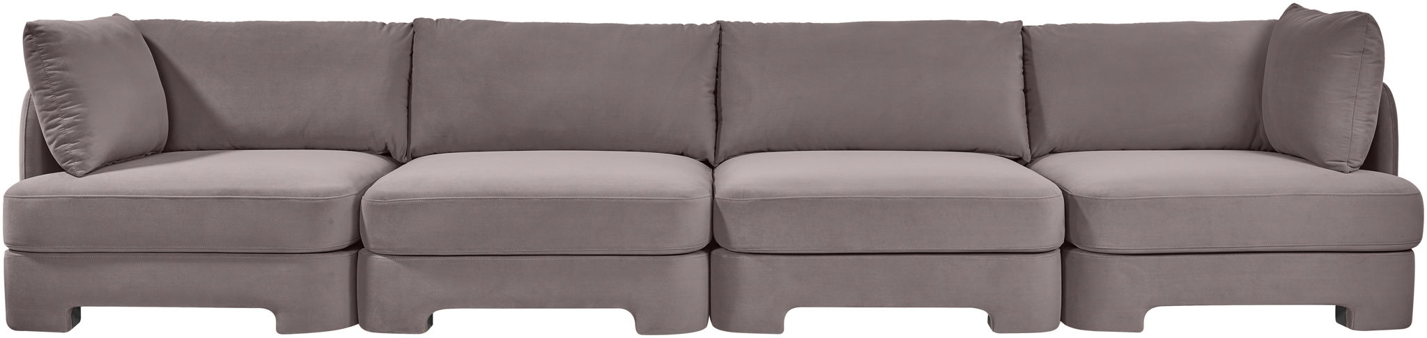 Meridian Furniture Hammond velvet performance fabric 4-piece sectional sofa with upholstered seats and backrests, stationary design