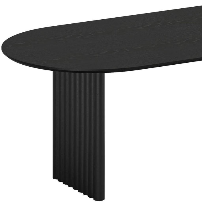 Solid Wood Mirrored Double Pedestal Base Dining Table - Black