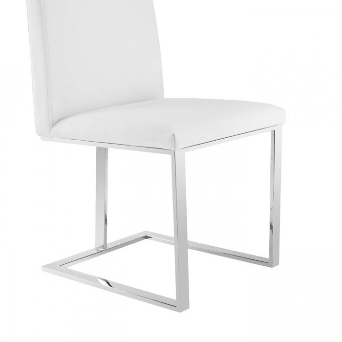 Modern Upholstered Faux Leather Dining Side Chair - White