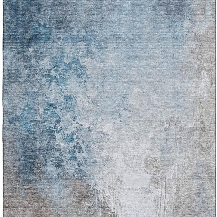 10' X 14' Abstract Washable Area Rug With UV Protection (705467) - Denim Blue / Gray / Ivory