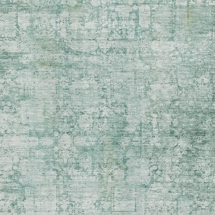 10' X 14' Oriental Washable Area Rug With UV Protection (700667) - Teal / Ivory