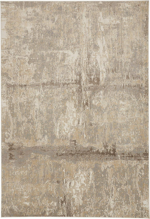 10' x 14' Abstract Viscose Area Rug - Tan Ivory And Brown
