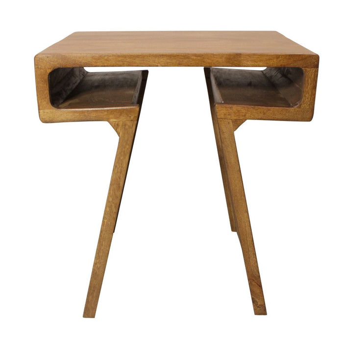 Distressed Solid Wood Pedestal Nested Tables (Set of 2) - Walnut