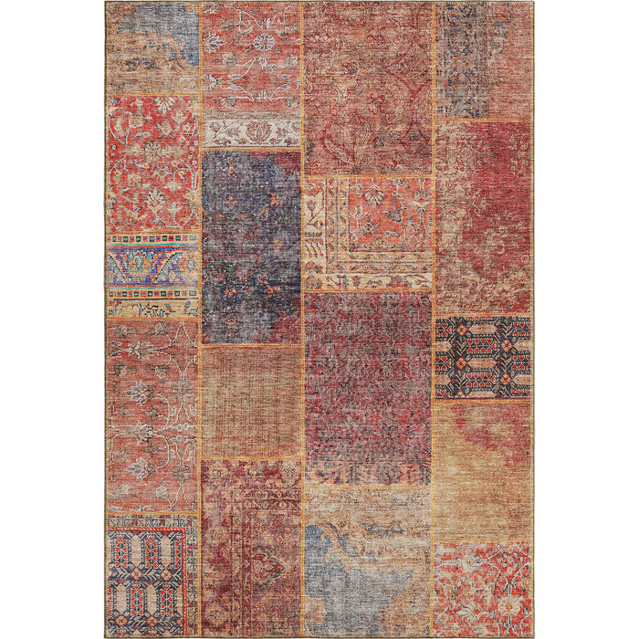10' X 14' Patchwork Washable Area Rug With UV Protection (655463) - Red / Blue / Gold