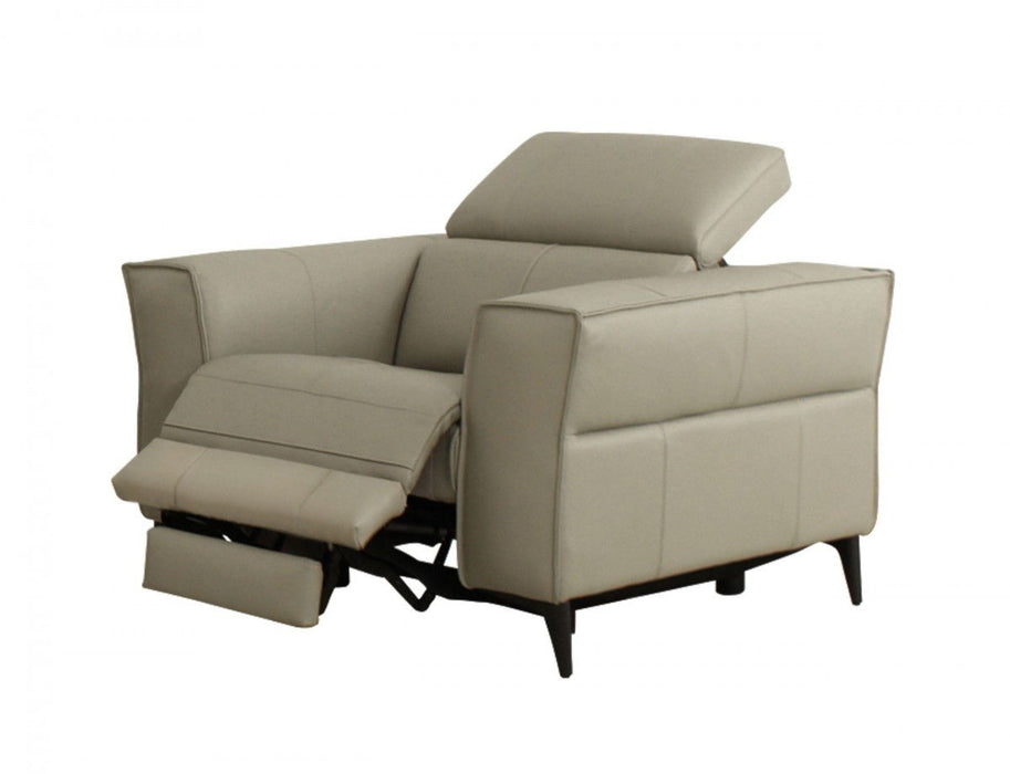 Genuine Leather Power Recliner - Gray