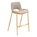 Set of two beige faux leather and steel low back counter height bar chairs with gold accents by HomeRoots.