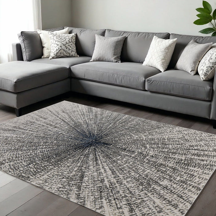 12' X 15' Abstract Area Rug - Gray And Ivory