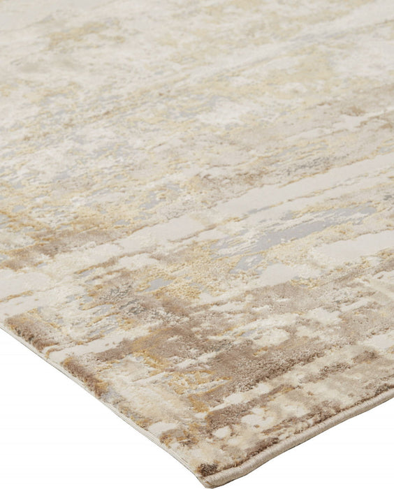 12' x 15' Abstract Area Rug - Tan Ivory And Gray