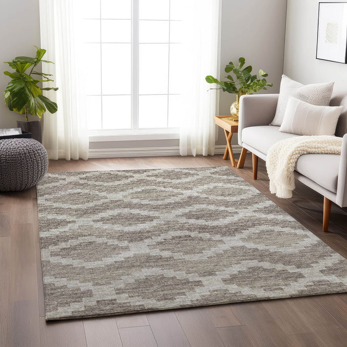 9' X 12' Tribal Washable Area Rug With UV Protection - Tan