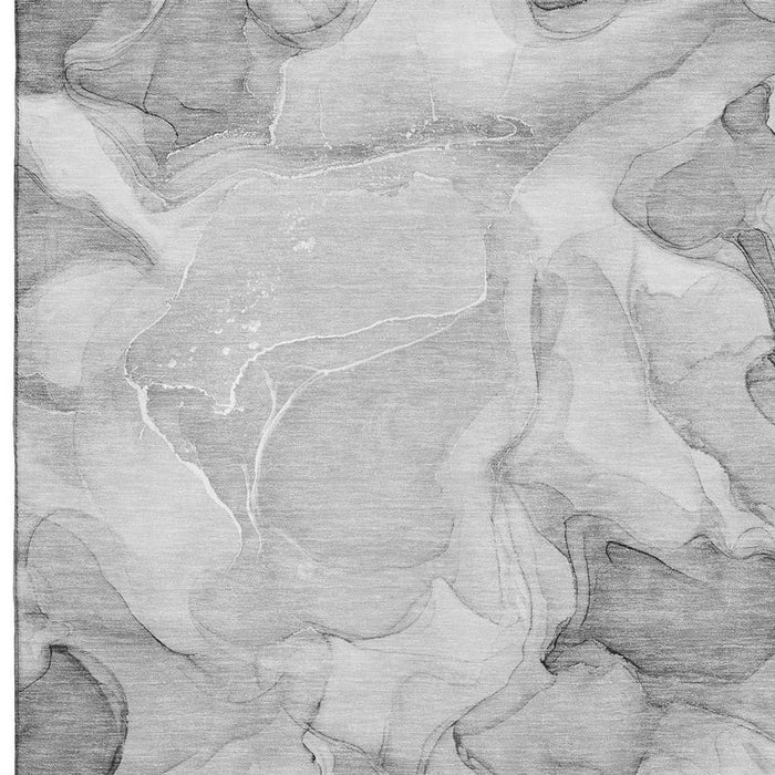 3' X 5' Abstract Washable Area Rug With UV Protection (646711) - Gray / Ivory