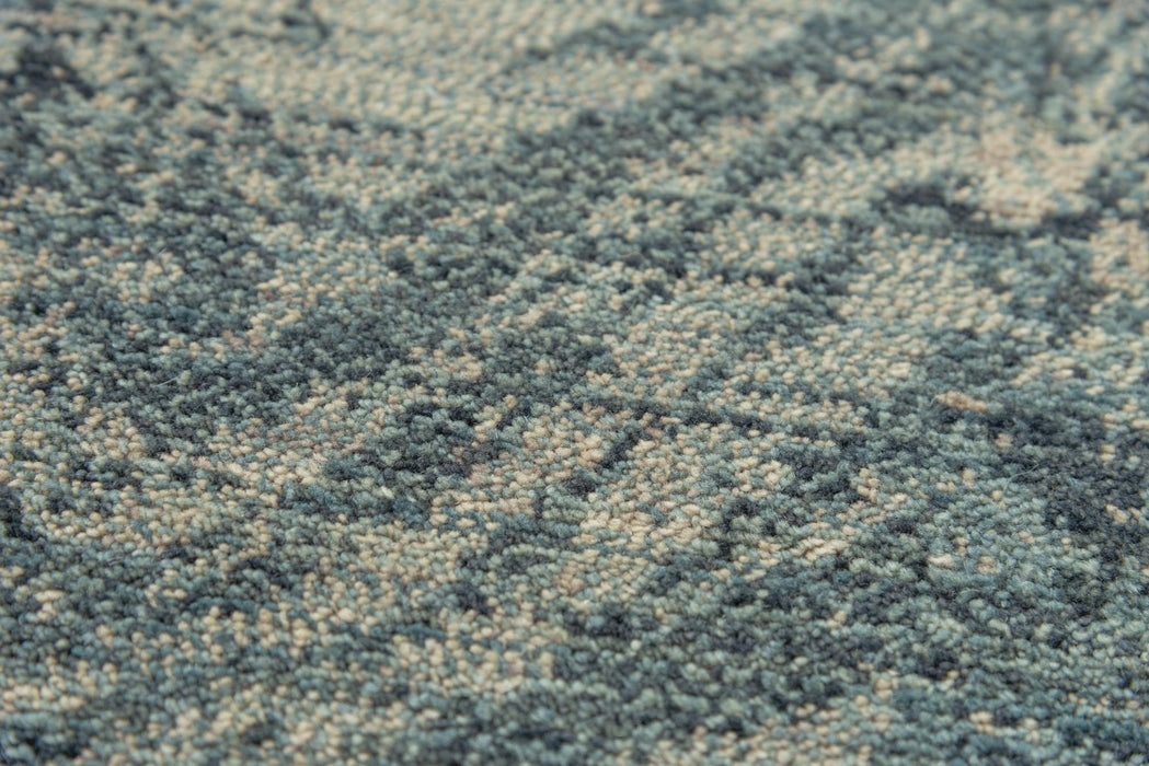 8' X 10' Wool Abstract Hand Carved Handmade Area Rug (748000) - Blue / Gray / Ivory