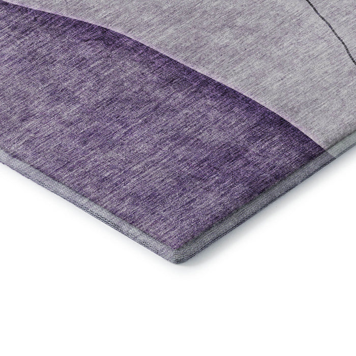 9' X 12' Abstract Washable Area Rug With UV Protection (656578) - Purple / Gray / Ivory