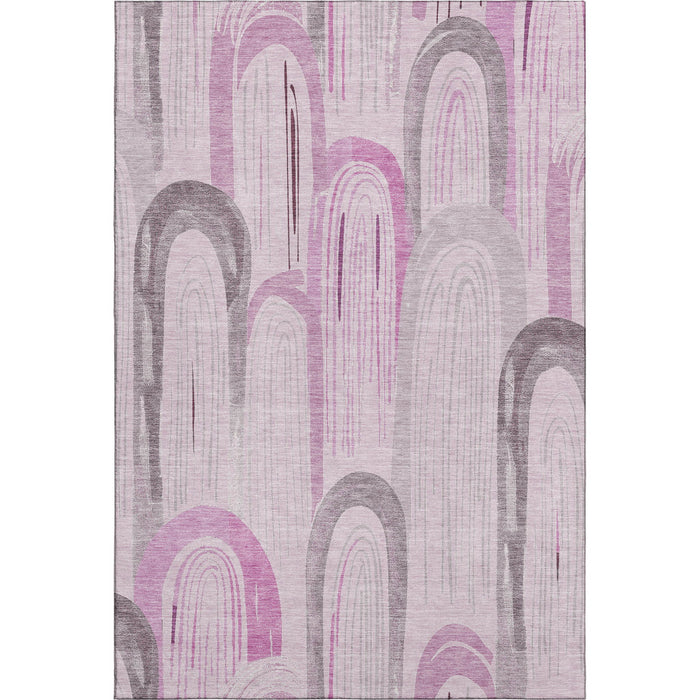 10' X 14' Geometric Washable Area Rug With UV Protection (694616) - Pink / Lavender / Ivory