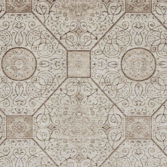 10' X 14' Geometric Washable Area Rug With UV Protection (700029) - Beige / Brown
