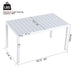 Giga modern long dining table with UV-resistant polypropylene tabletop and rust-proof powder-coated metal legs in snow white.