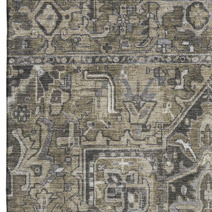 10' X 14' Oriental Washable Area Rug With UV Protection (649732) - Taupe / Ivory / Gray