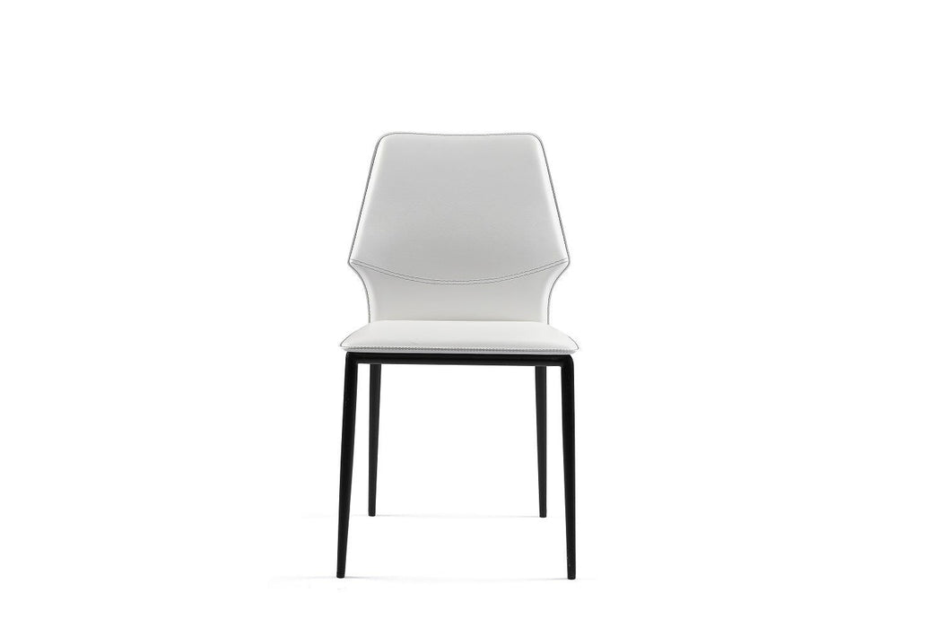 Upholstered Faux Leather Dining Side Chairs (Set of 4) - White / Black