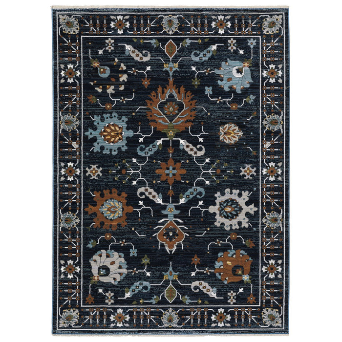 8' X 11' Oriental Area Rug With Fringe (575114) - Rust / Black
