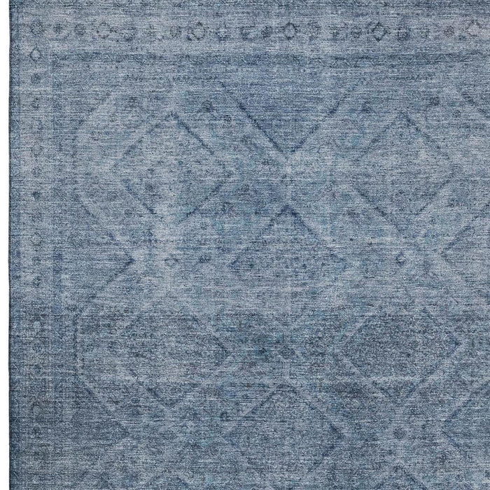 10' X 14' Geometric Washable Area Rug With UV Protection (716743) - Blue / Gray
