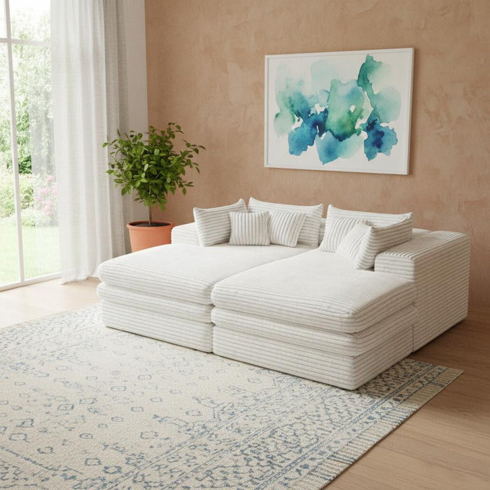 Corduroy Sleeper Sofa - White