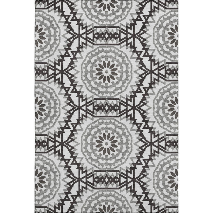 10' X 14' Geometric Washable Area Rug With UV Protection (652311) - White / Black