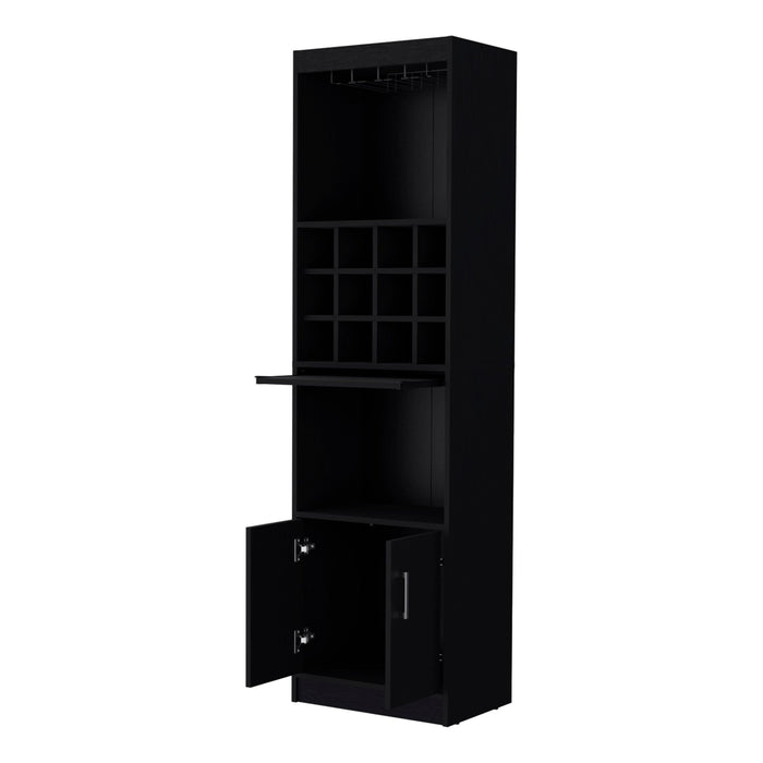 71" Wood Bar Cabinet With Two Doors - Black