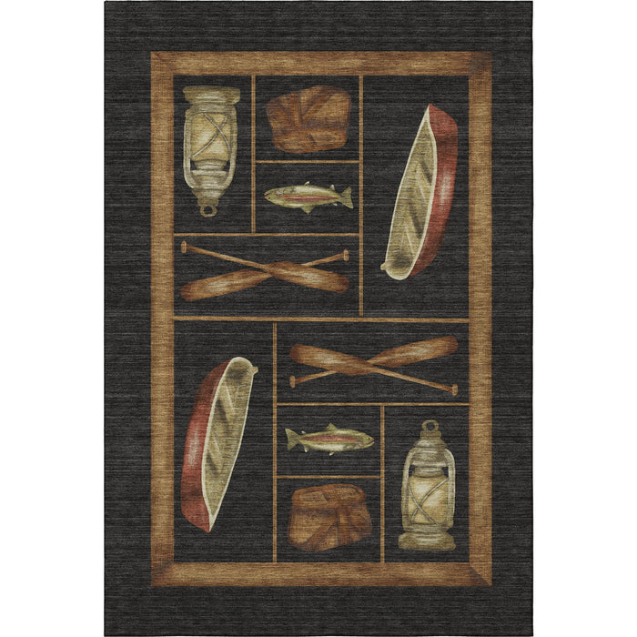 8' X 10' Nautical Washable Area Rug With UV Protection - Midnight
