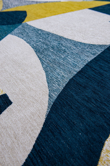3' X 5' Abstract Washable Area Rug (552006) - Blue / Yellow