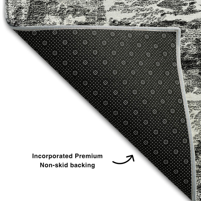 10' X 14' Abstract Washable Area Rug With UV Protection (657521) - Gray / Ivory