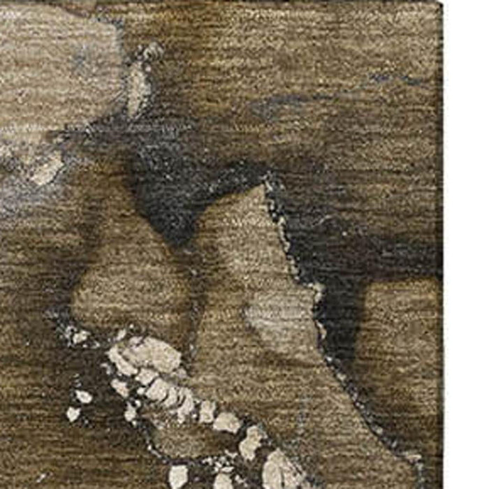 10' X 14' Abstract Washable Area Rug With UV Protection (647224) - Brown / Ivory / Gray