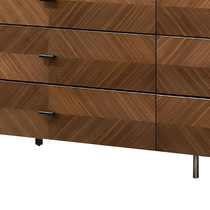 Manufactured Wood Six Drawer Double Dresser 63" - Walnut
