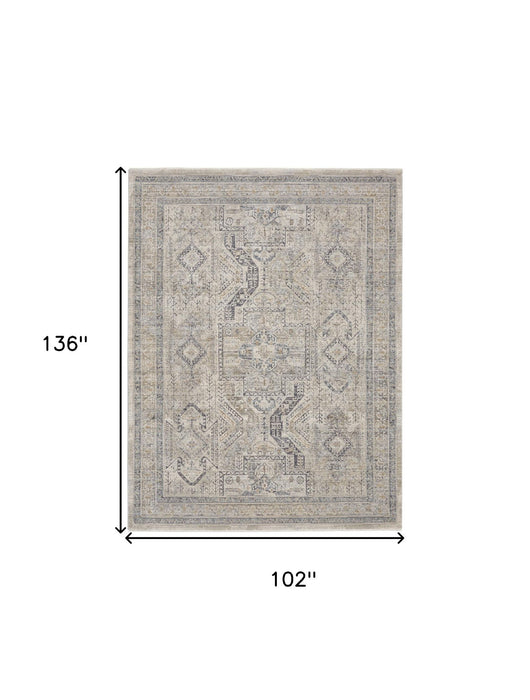 9' X 11' Floral Area Rug (554749) - Beige / Blue / Gray