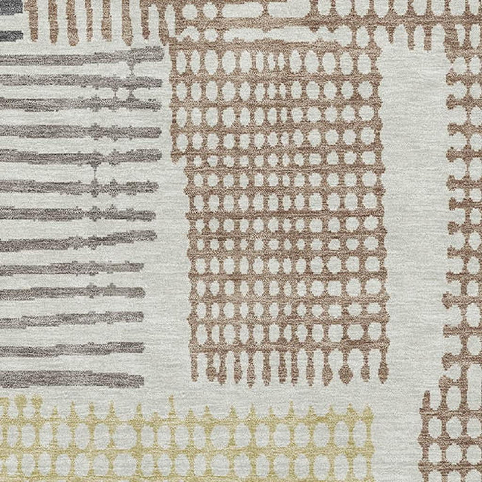 10' X 14' Geometric Washable Area Rug With UV Protection (709854) - Sand / Brown / Ivory