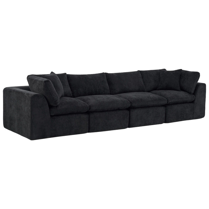 Chenille Modular Sofa Chaise With Toss Pillows (725201) - Black
