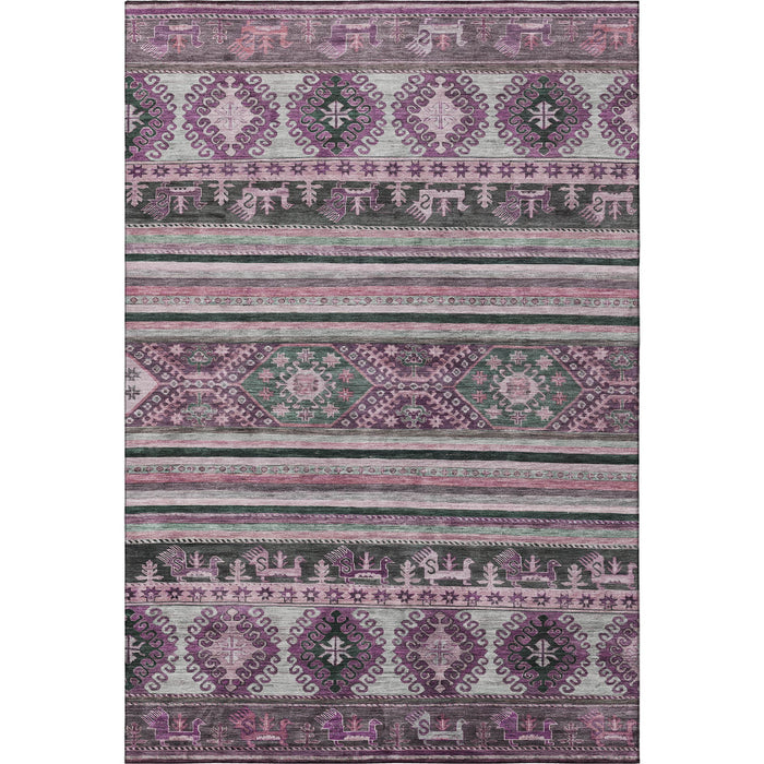 10' X 14' Medallion Washable Area Rug With UV Protection (695264) - Purple / Gray / Ivory