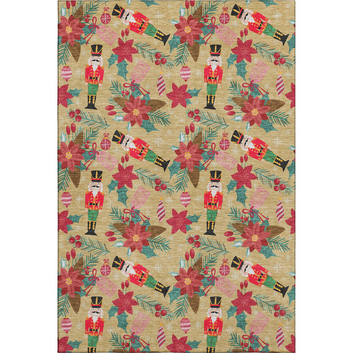 10' X 14' Abstract Geometric Washable Area Rug With UV Protection (702026) - Gold / Red / Black