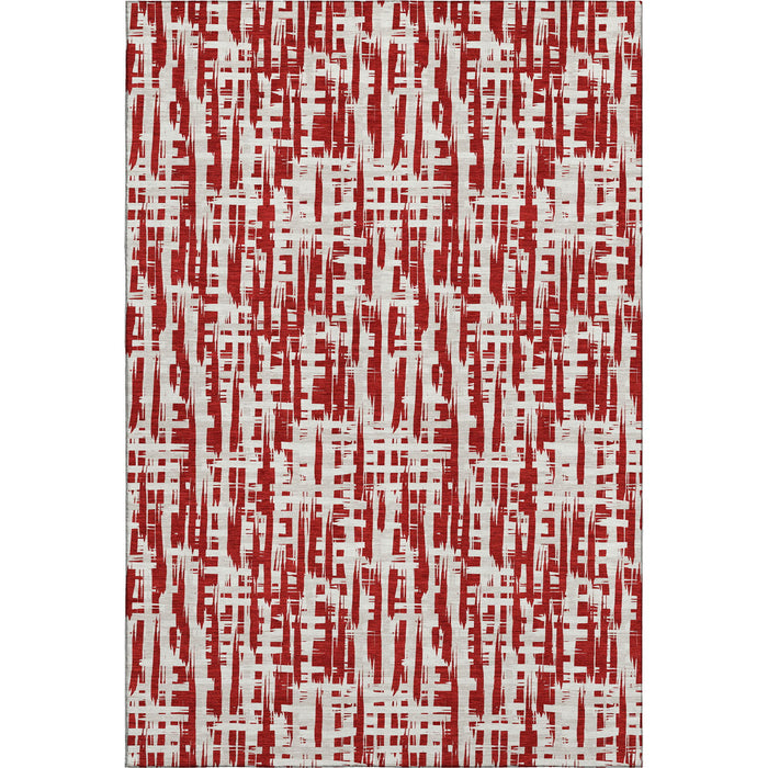 10' X 14' Abstract Geometric Washable Area Rug With UV Protection (683003) - Red / Beige / Ivory