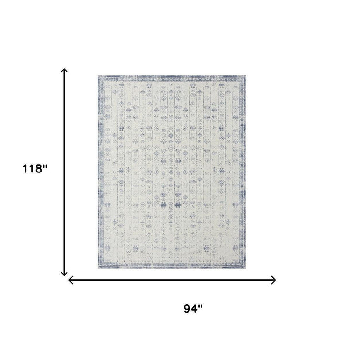8' X 10' Abstract Washable Non Skid Area Rug (534030) - Blue / Gray