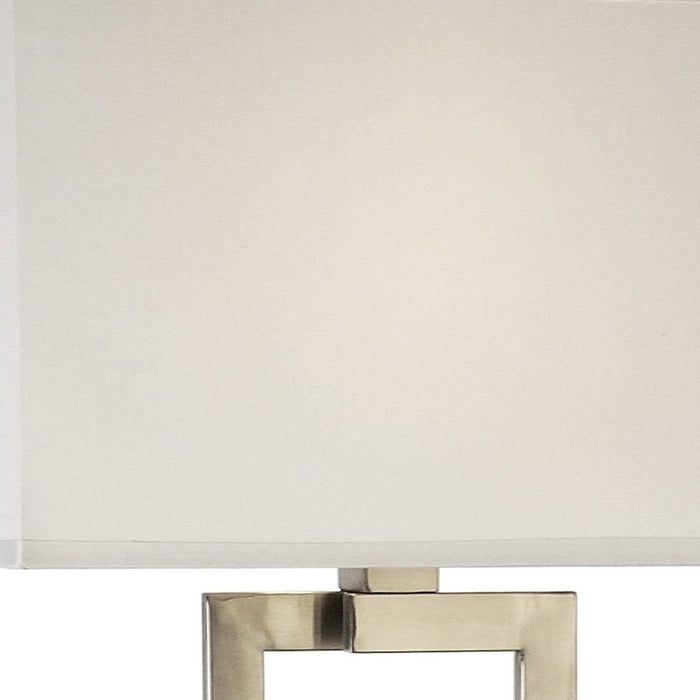 Traditional Shaped Floor Lamp With White Rectangular Shade - Nickel