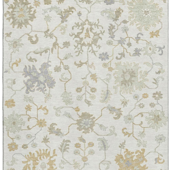 10' X 14' Floral Washable Area Rug With UV Protection (705911) - Ivory / Beige / Gray